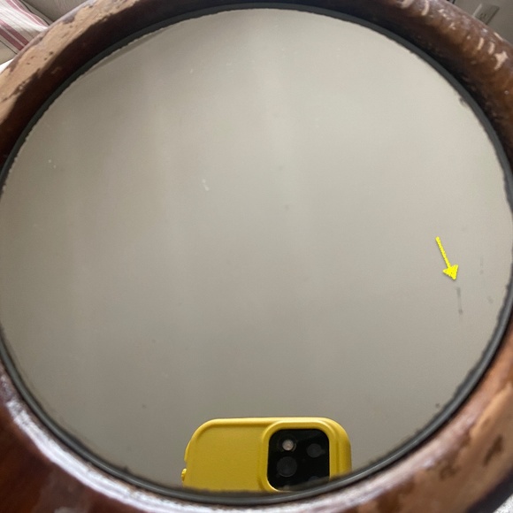 VTG I Long Handle Round Wood Hand Mirror Bird Dogwood Flowers - Picture 12 of 16